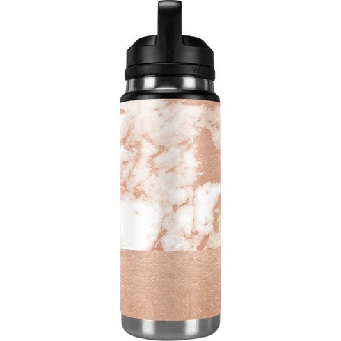 White Rose Gold Marble YETI Rambler 26oz Bottle Skin