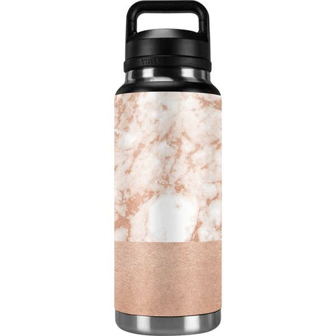 White Rose Gold Marble YETI Rambler 36oz Bottle Skin
