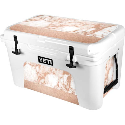 White Rose Gold Marble YETI Tundra 45 Hard Cooler Skin