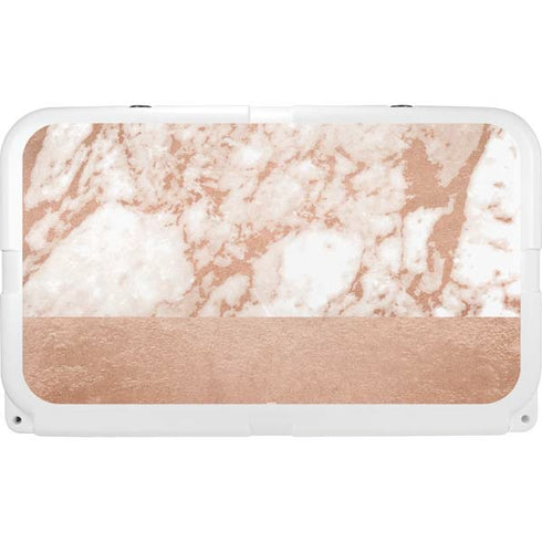 White Rose Gold Marble YETI Tundra 45 Hard Cooler Skin