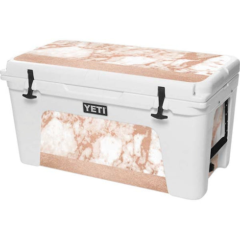 White Rose Gold Marble YETI Tundra 75 Hard Cooler Skin