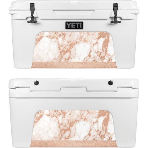 White Rose Gold Marble YETI Tundra 75 Hard Cooler Skin