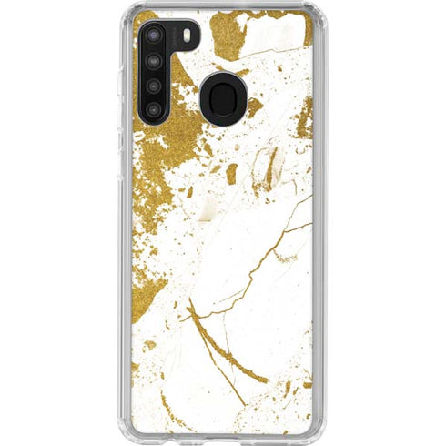 White Scattered Marble Galaxy A21 Clear Case