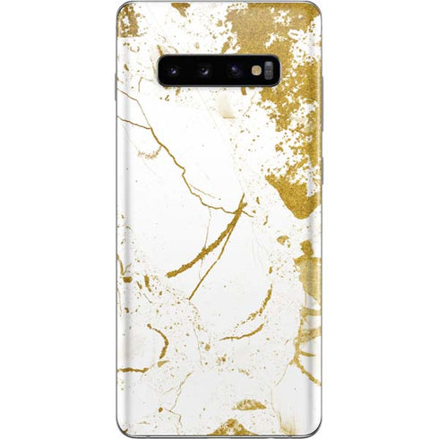 White Scattered Marble Galaxy S10 Plus Skin