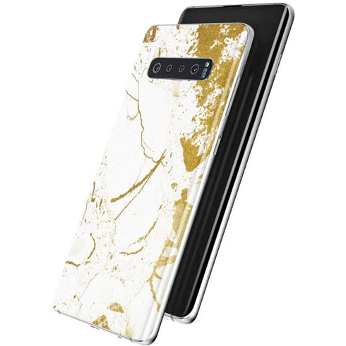 White Scattered Marble Galaxy S10 Skin