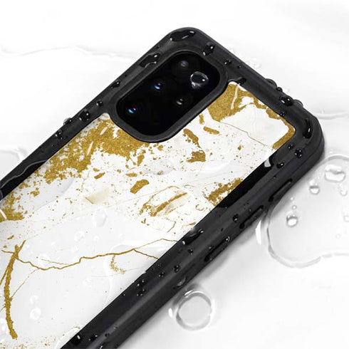 White Scattered Marble Galaxy S20 Plus Waterproof Case