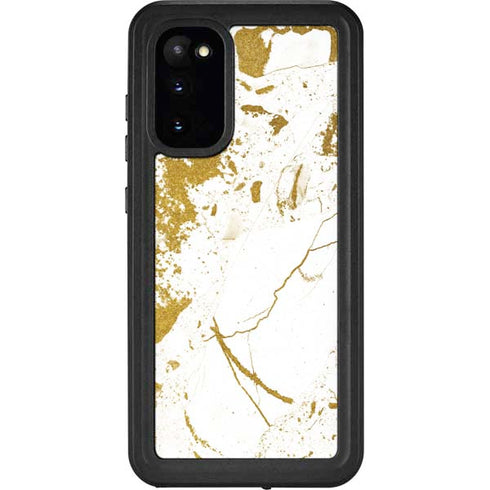 White Scattered Marble Galaxy S20 Waterproof Case