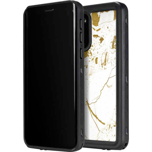White Scattered Marble Galaxy S20 Waterproof Case