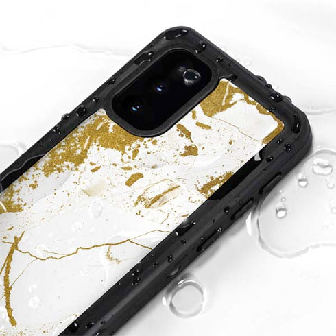 White Scattered Marble Galaxy S20 Waterproof Case