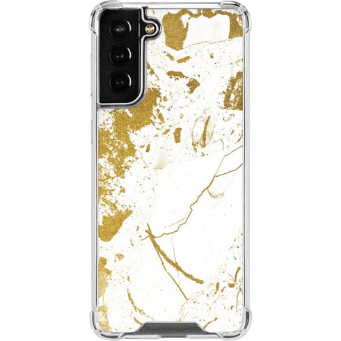 White Scattered Marble Galaxy S21 FE Clear Case