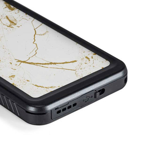 White Scattered Marble Galaxy S23 Plus Waterproof Case