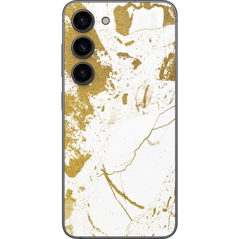 White Scattered Marble Galaxy S23 Skin