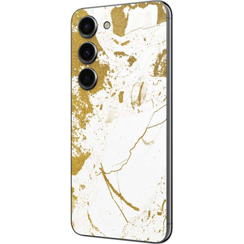 White Scattered Marble Galaxy S23 Skin
