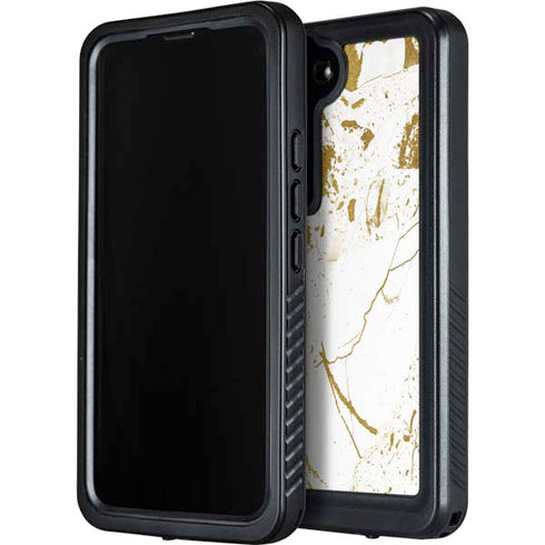 White Scattered Marble Galaxy S23 Waterproof Case