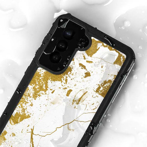 White Scattered Marble Galaxy S23 Waterproof Case