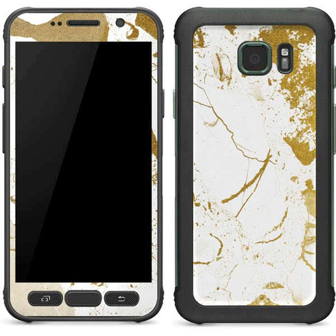 White Scattered Marble Galaxy S7 Active Skin