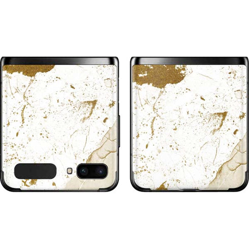 White Scattered Marble Galaxy Z Flip Skin