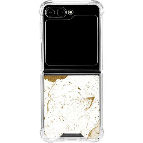 White Scattered Marble Galaxy Z Flip5 5G Clear Case