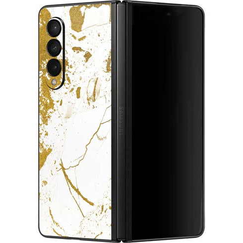White Scattered Marble Galaxy Z Fold3 5G Skin
