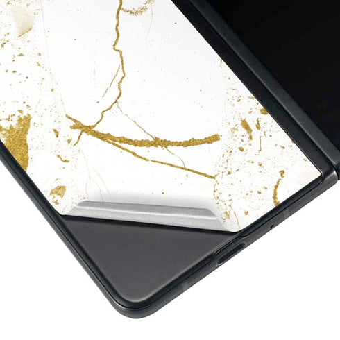 White Scattered Marble Galaxy Z Fold3 5G Skin