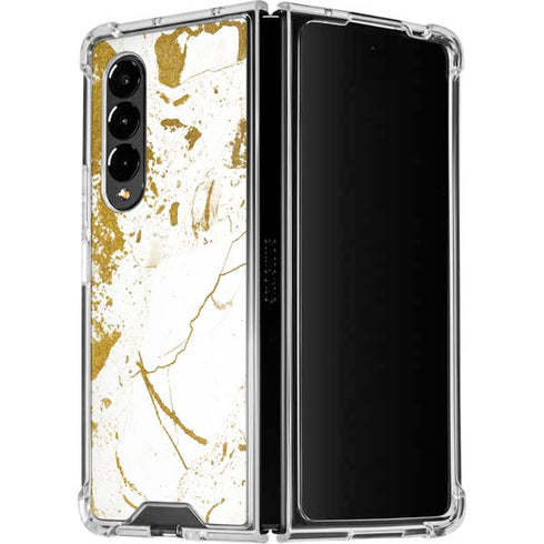 White Scattered Marble Galaxy Z Fold4 5G Clear Case