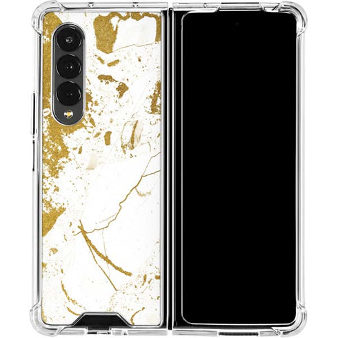 White Scattered Marble Galaxy Z Fold4 5G Clear Case