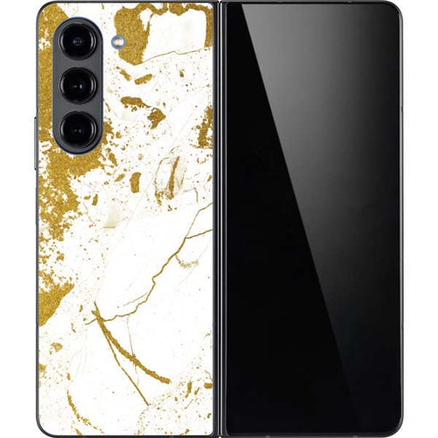 White Scattered Marble Galaxy Z Fold5 5G Skin