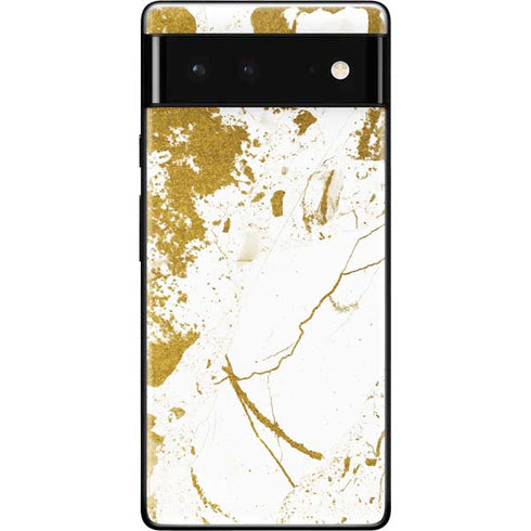 White Scattered Marble Google Pixel 6 Skin