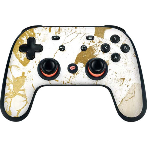 White Scattered Marble Google Stadia Controller Skin