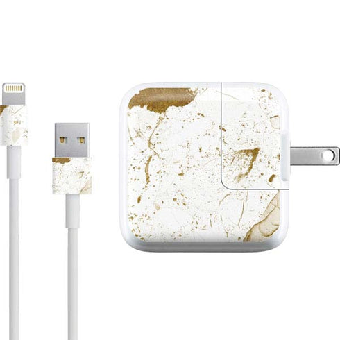 White Scattered Marble iPad Charger (10W USB) Skin
