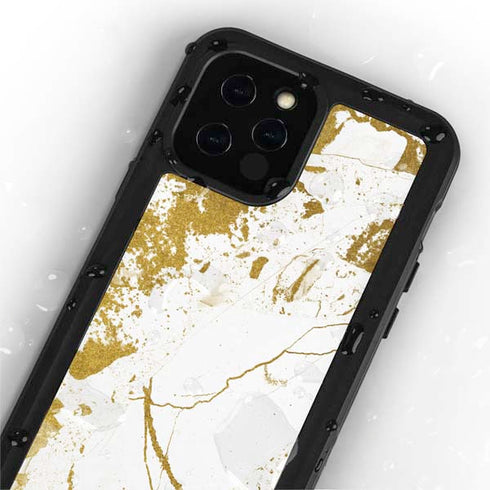 White Scattered Marble iPhone 12 Pro Waterproof Case