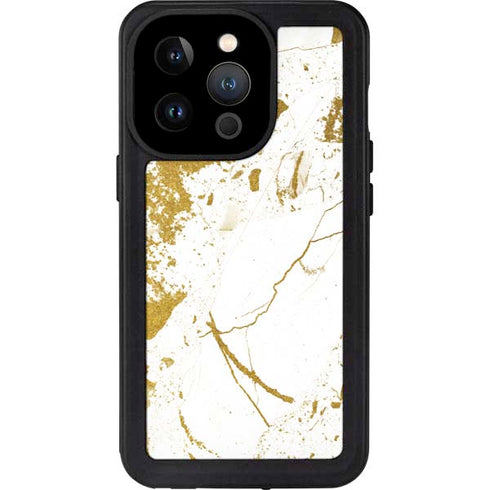 White Scattered Marble iPhone 14 Pro Waterproof Case