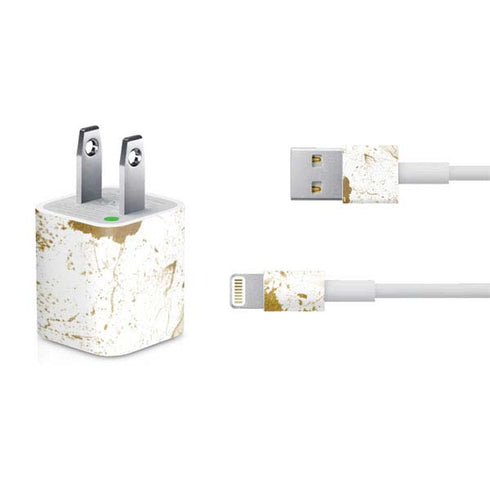 White Scattered Marble iPhone Charger (5W USB) Skin