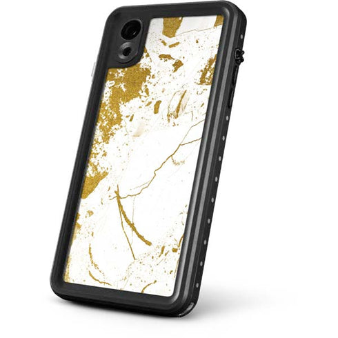 White Scattered Marble iPhone XR Waterproof Case