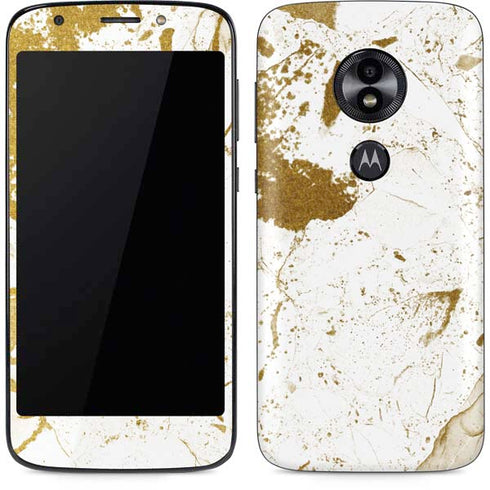 White Scattered Marble Moto E5 Play Skin