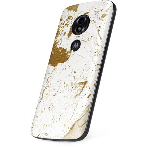 White Scattered Marble Moto E5 Play Skin