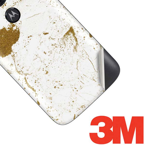 White Scattered Marble Moto E5 Play Skin