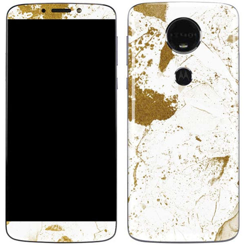 White Scattered Marble Moto E5 Plus Skin