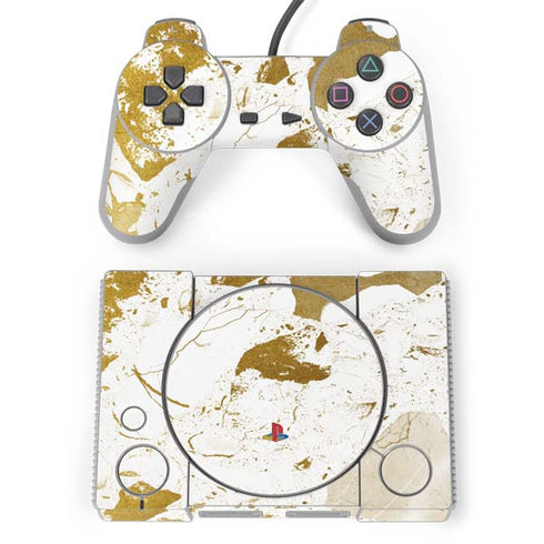 White Scattered Marble PlayStation Classic Bundle Skin