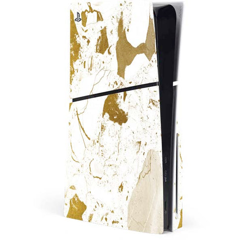 White Scattered Marble PS5 Slim Disk Console Skin