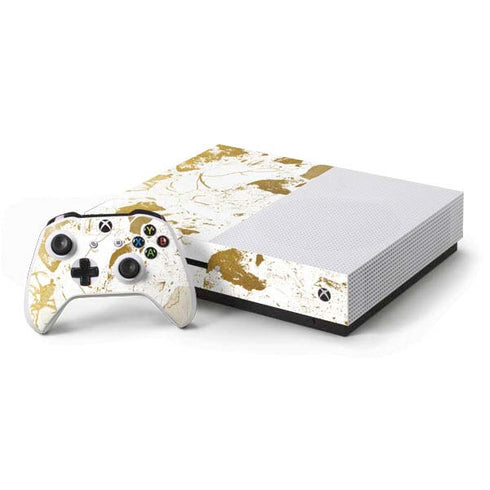White Scattered Marble Xbox One S Console and Controller Bundle Skin