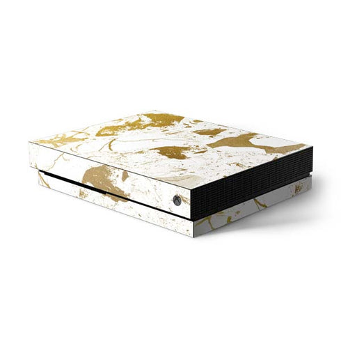 White Scattered Marble Xbox One X Console Skin