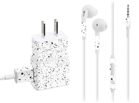 White Speckle Phone Charger Skin