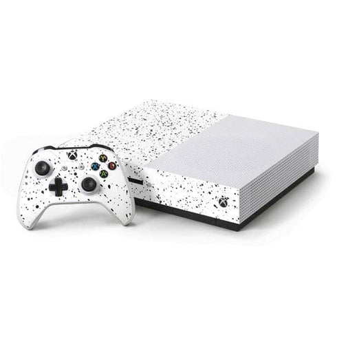 White Speckle Xbox One S Console and Controller Bundle Skin