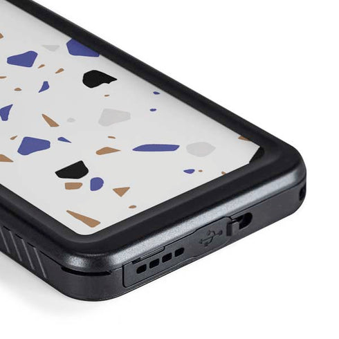 White Terrazzo Galaxy S23 Plus Waterproof Case