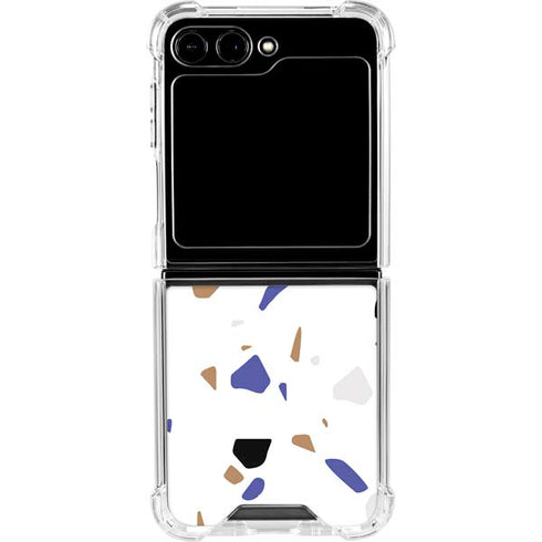 White Terrazzo Galaxy Z Flip5 5G Clear Case