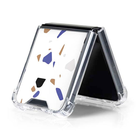 White Terrazzo Galaxy Z Flip5 5G Clear Case