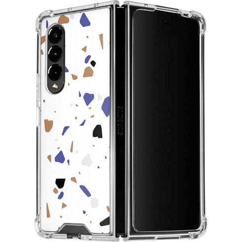 White Terrazzo Galaxy Z Fold4 5G Clear Case