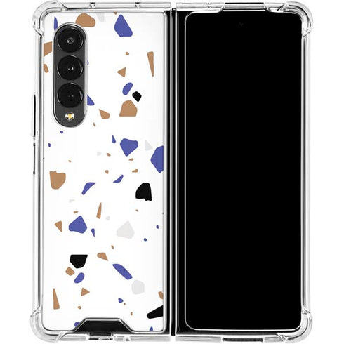 White Terrazzo Galaxy Z Fold4 5G Clear Case