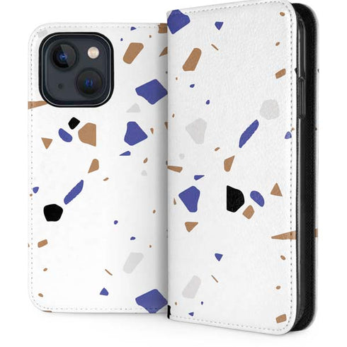 White Terrazzo iPhone 14 Plus Folio Case